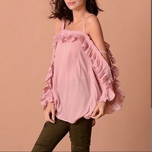 NWT 🌟2x host pick 🌟mauve  ruffle silk blend tunic -L